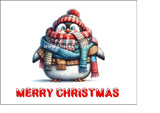 Christmas Cake Topper 49 - Funny penguin wrapped in Scarves