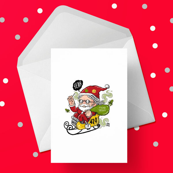 Weed Christmas Card 02 - Stoned Santa