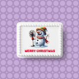 Christmas Cake Topper 01 - Funny snowman melting from fan