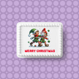 Christmas Cake Topper 02 - Funny Elves having a snowball fight