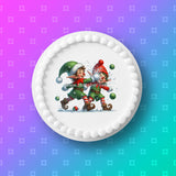 Christmas Cake Topper 02 - Funny Elves having a snowball fight