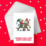 Christmas Cake Topper 02 - Funny Elves having a snowball fight