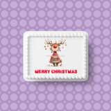 Christmas Cake Topper 06 - Cute Reindeer with Baubles in antlers