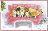 Christmas Cake Topper 07 - Corgi's watching Kings Speech