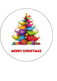 Christmas Cake Topper 11 - Cute Whimsical Colourful Quirky Tree