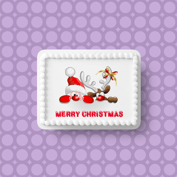 Christmas Cake Topper 15 -  Funny Santa and Rudolph