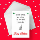 Christmas Cake Topper 29 - Funny Gin lover "Good tonics we bring..."