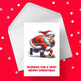 Christmas Card 44 - Funny Santa stealing cookies