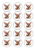 Christmas Cake Topper 07 - Funny Rudolph with Naught or Nice list