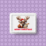 Christmas Cake Topper 07 - Funny Rudolph with Naught or Nice list