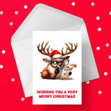 Christmas Cake Topper 07 - Funny Rudolph with Naught or Nice list