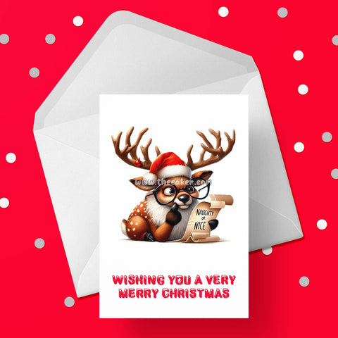 Christmas Card 46 - Reindeer & Naughty or Nice list