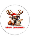Christmas Cake Topper 07 - Funny Rudolph with Naught or Nice list