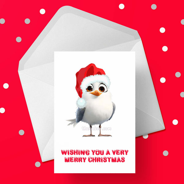 Christmas Card 43 with cute cartoon Seagull
