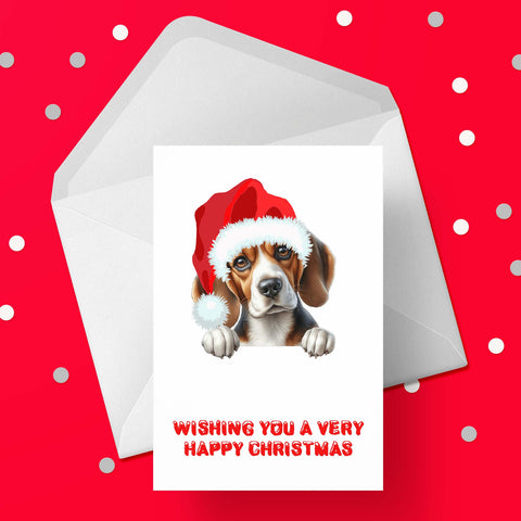 Christmas Card with Beagle Dog