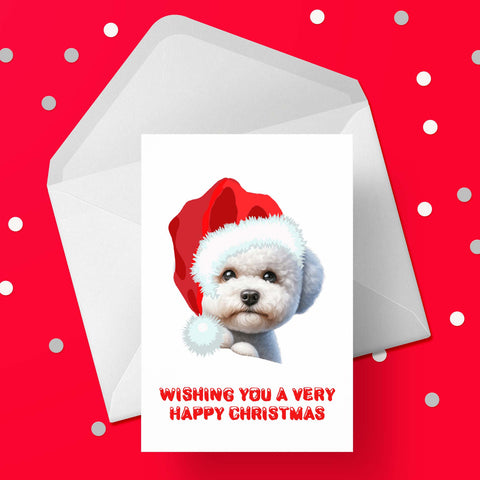Christmas Card with Bichon Frise Dog