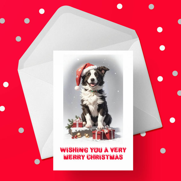 Christmas Card with Border Collie Dog 01