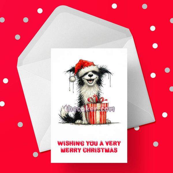 Christmas Card with Border Collie Dog 05