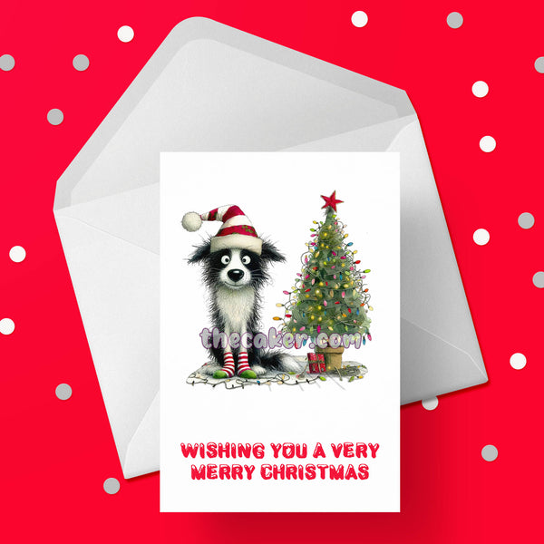 Christmas Card with Border Collie Dog 07