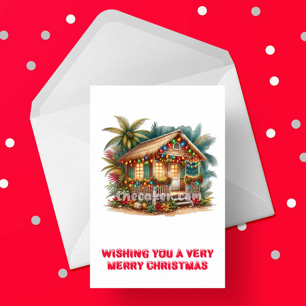 Caribbean Christmas Card 01 - Beach Hut Christmas Card