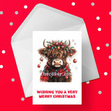 Christmas Card with Highland Cow 01