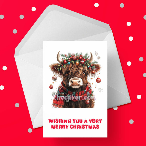 Christmas Card with Highland Cow 01