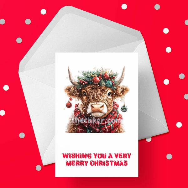 Christmas Card with Highland Cow 02