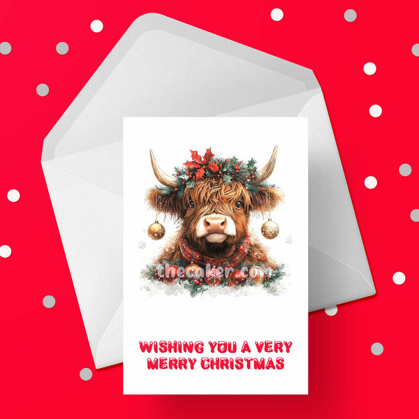 Christmas Card with Highland Cow 03