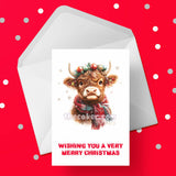 Christmas Card with Highland Cow 04