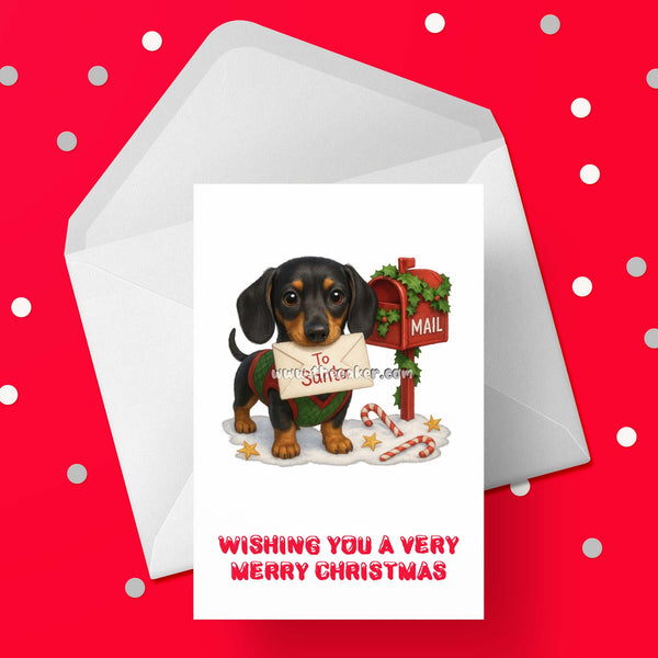 Christmas Card with Dachshund Dog 01