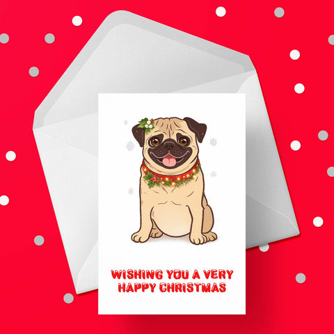 Christmas Card with Pug Dog