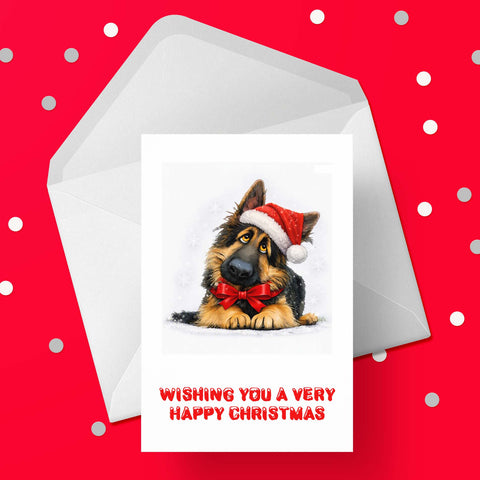 Christmas Card with German Shepherd Dog