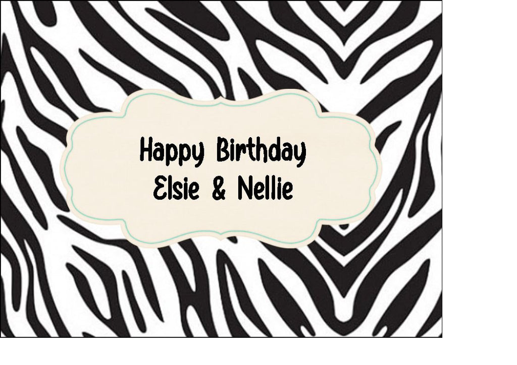Zebra Print Edible Icing Cake Topper the caker online