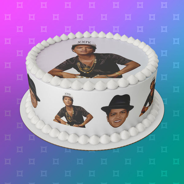Bruno Mars 02 Edible Icing Cake Topper or Ribbon