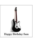 Black Guitar 02 Edible Icing Cake Topper or Ribbon