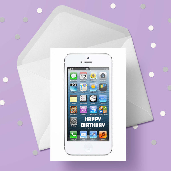 White iPhone Birthday Card