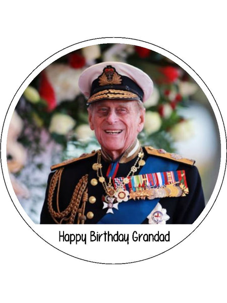 Prince Philip Edible Icing Cake Topper or Ribbon