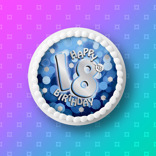 18th Birthday Edible Icing Cake Topper 04 for Boys