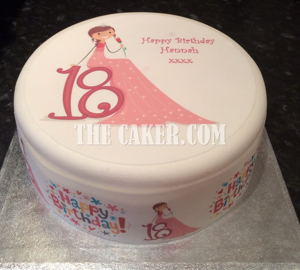 18th Birthday Edible Icing Cake Topper or Ribbon for Girls (02