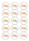 1st Birthday Edible Icing Cake Topper or Ribbon (04) - Cute Animals