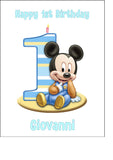 1st Birthday Mickey Mouse Edible Icing Cake Topper or Ribbon
