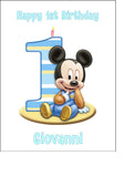 1st Birthday Mickey Mouse Edible Icing Cake Topper