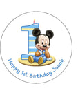 1st Birthday Mickey Mouse Edible Icing Cake Topper or Ribbon