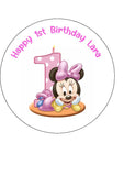 1st Birthday Minnie Mouse Edible Icing Cake Topper
