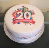 20th Birthday Edible Icing Cake Topp 01er