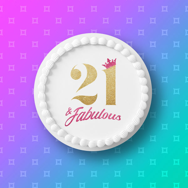21st Birthday Edible Icing Cake Topper 06 - Female