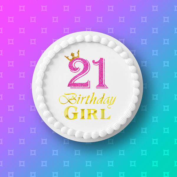 21st Birthday Edible Icing Cake Topper 08 - Female