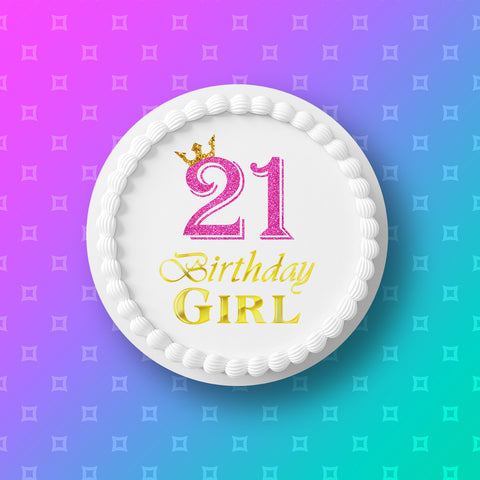 21st Birthday Edible Icing Cake Topper or Ribbon (04)