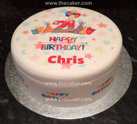 21st Birthday Edible Icing Cake Topper or Ribbon (01)