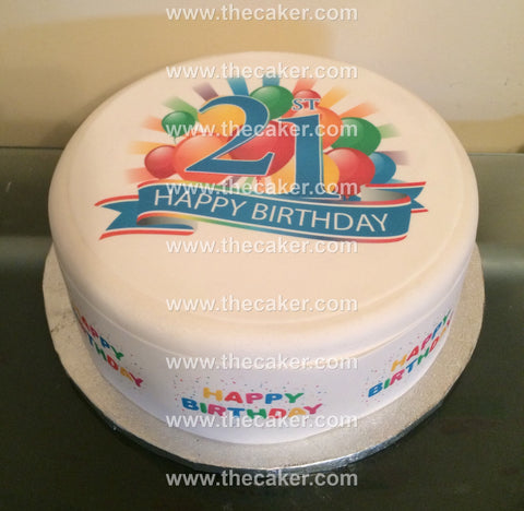 21st Birthday Edible Icing Cake Topper or Ribbon (02)
